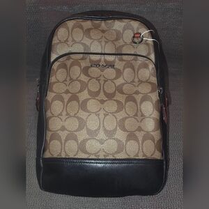 COACH Graham Pack Crossbody Sling Leather Bag C8356 Black & Gray Adjustable